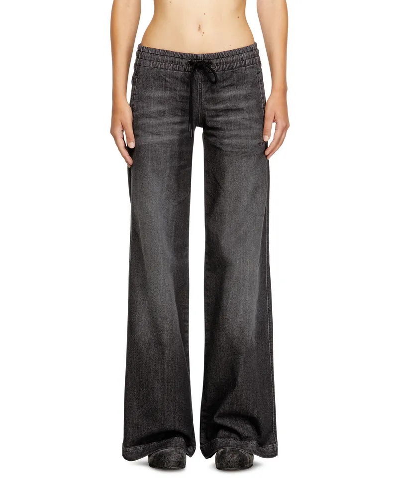 Diesel Relaxed Low Waist 2078 D-Ainty Joggjeans, Schwarz/Dunkelgrau, Elastischer Bund Schwarz