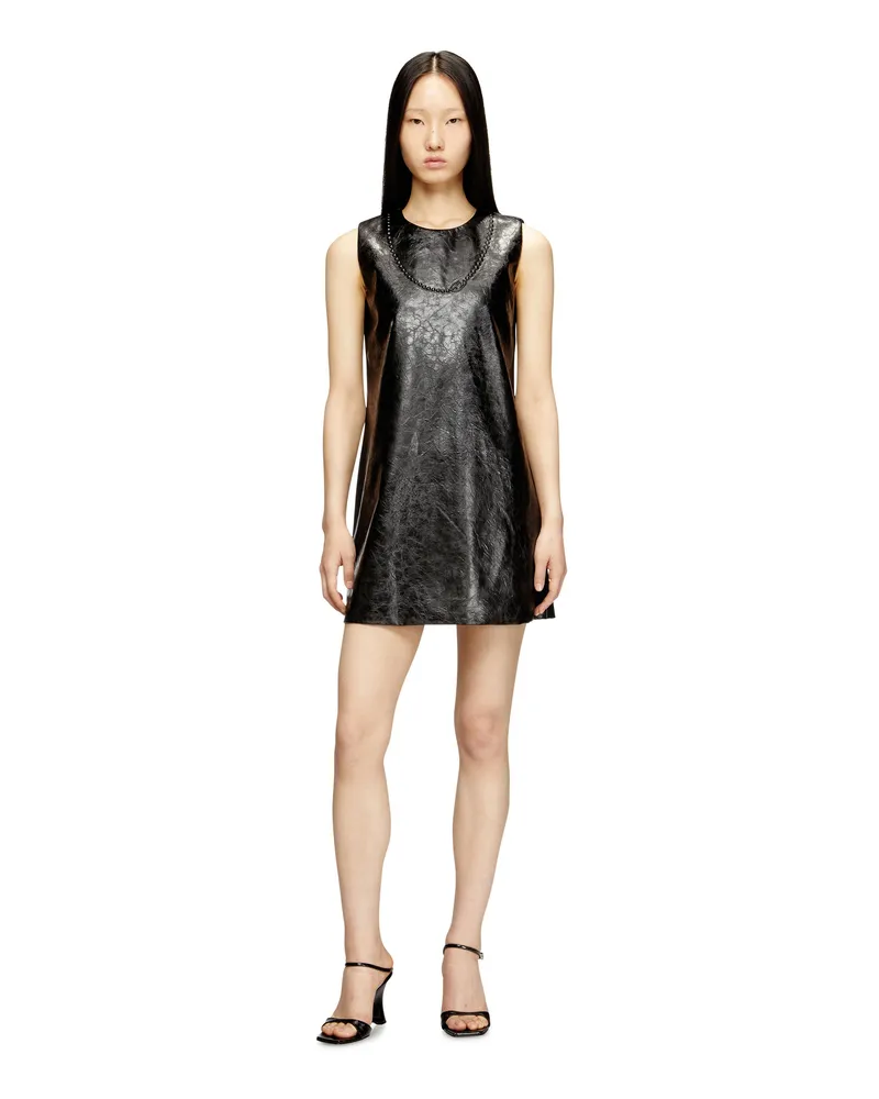 Diesel Beschichtetes Minikleid mit geprägtem Oval D - Kleider - Damen - Schwarz Schwarz