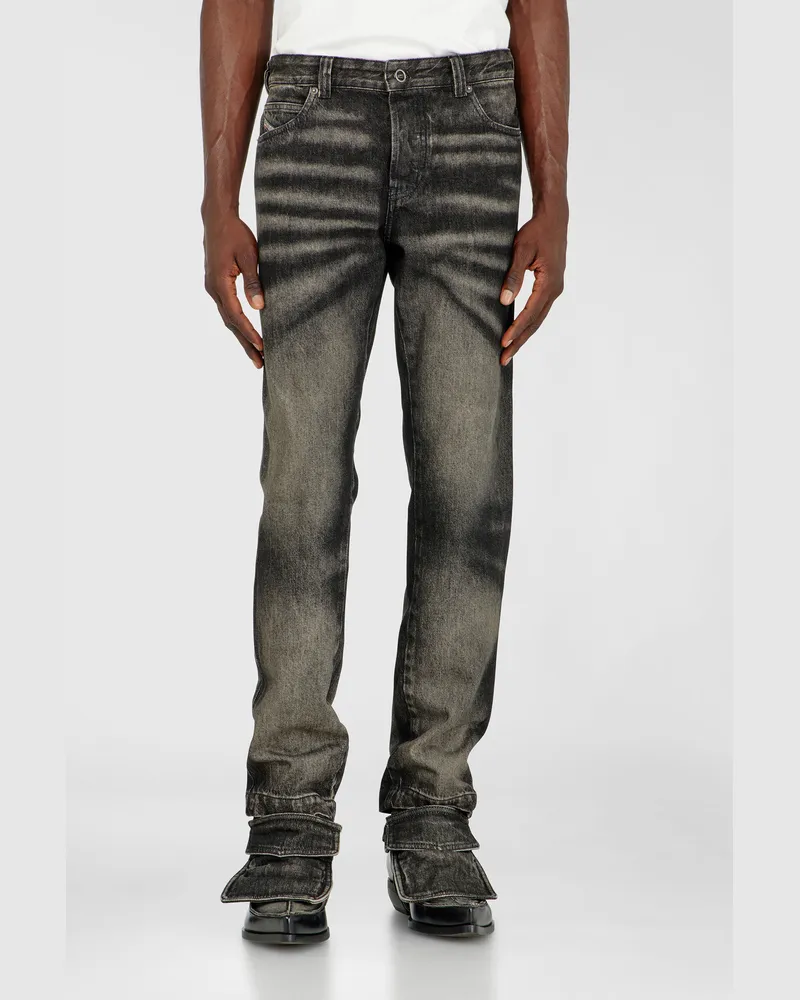 Diesel Slim Jeans Regular Waist D-Ghetvyl, Schwarz/Dunkelgrau, Knopfverschluss Schwarz