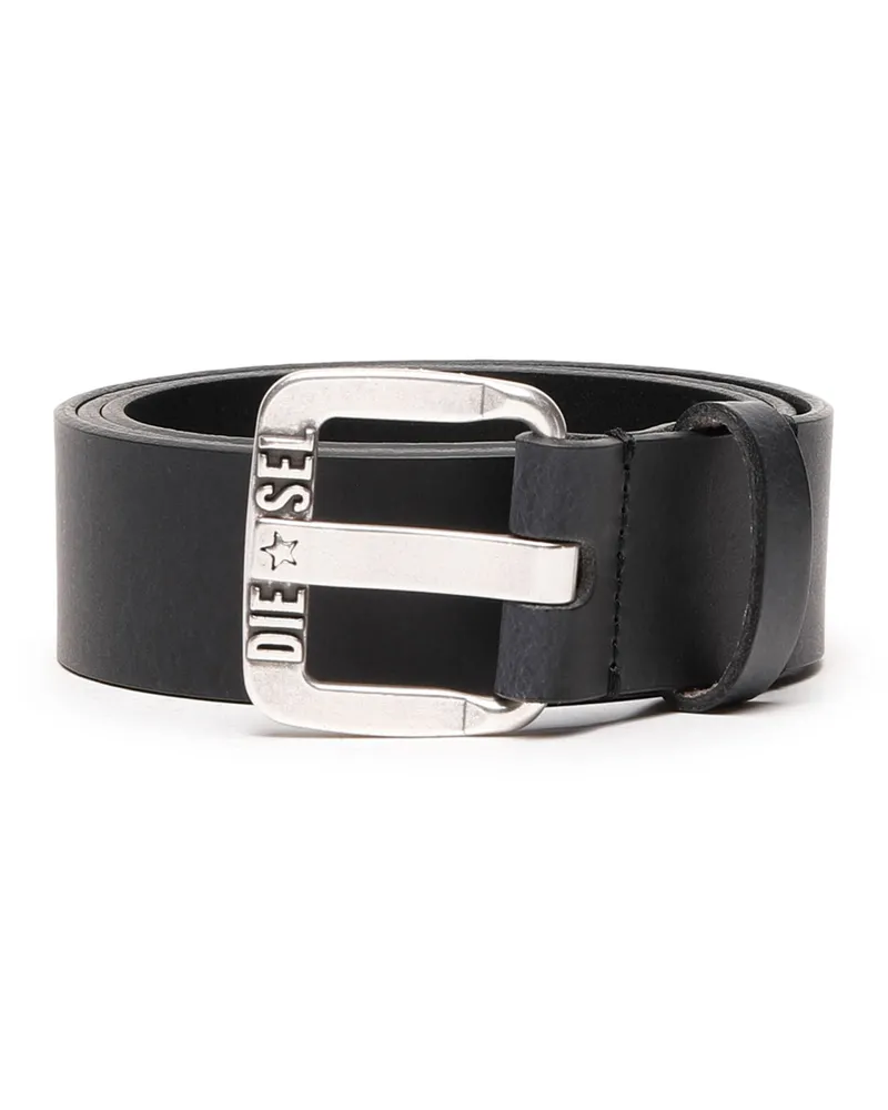 Diesel 3.9cm Gürtel aus Leder mit Sternen-Logo-Schließe aus Metall - Gürtel - Herren - Schwarz Schwarz