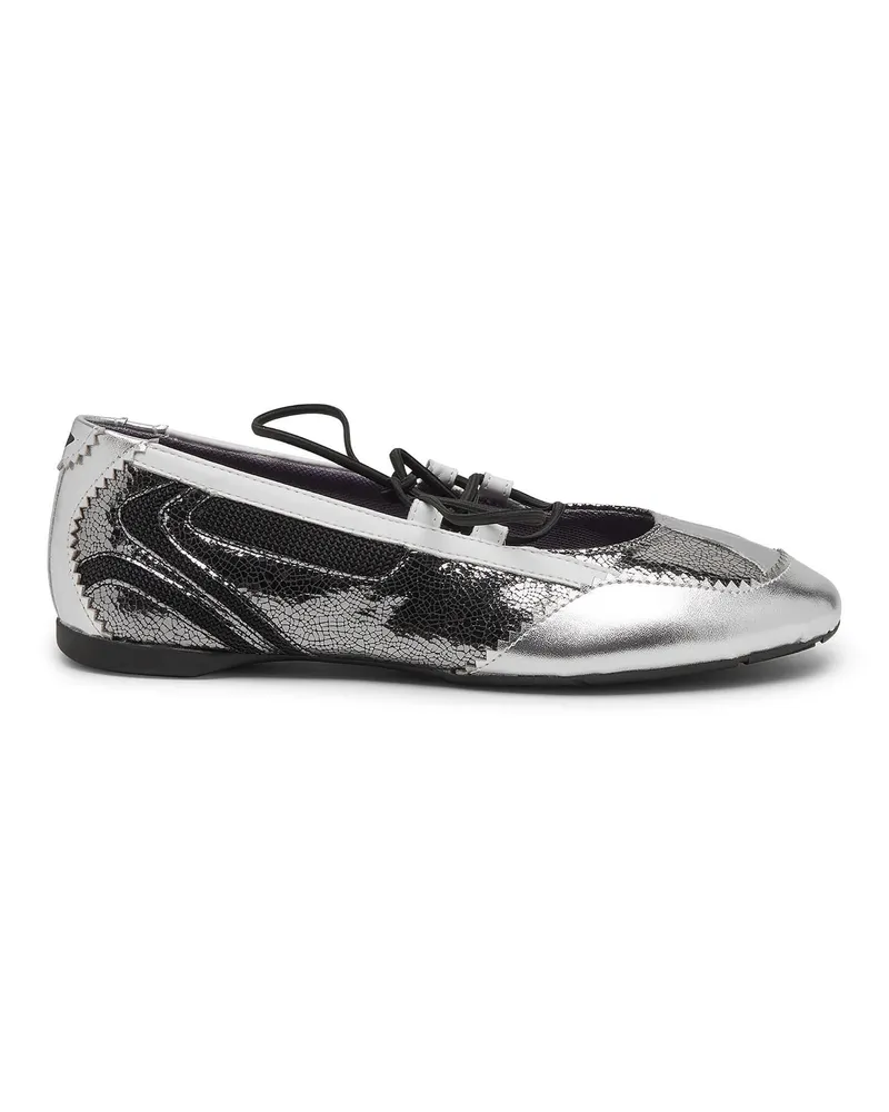 Diesel D-Mile-Metallic-Schnürballerinas - Flats - Damen - Silber Silber