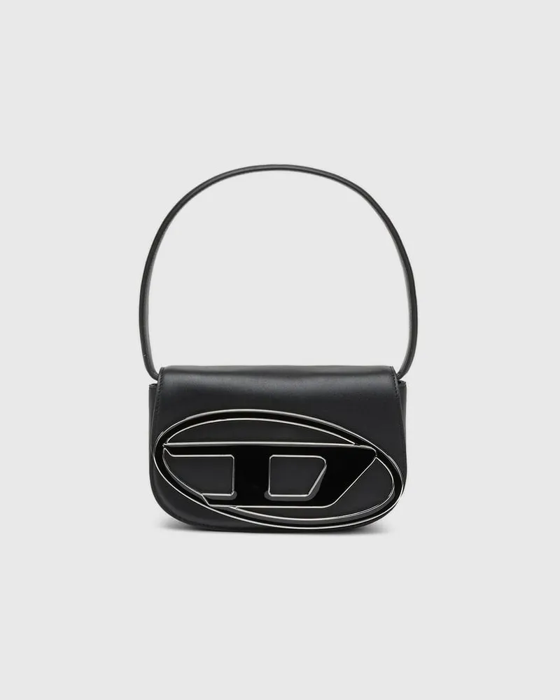 Diesel 1DR-Ikonische Schultertasche aus Nappa-Leder - Schultertaschen - Damen - Schwarz Schwarz