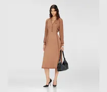 Midi-Kleid aus geripptem Jersey mit Fledermausärmeln - Kleider - Damen - Braun
