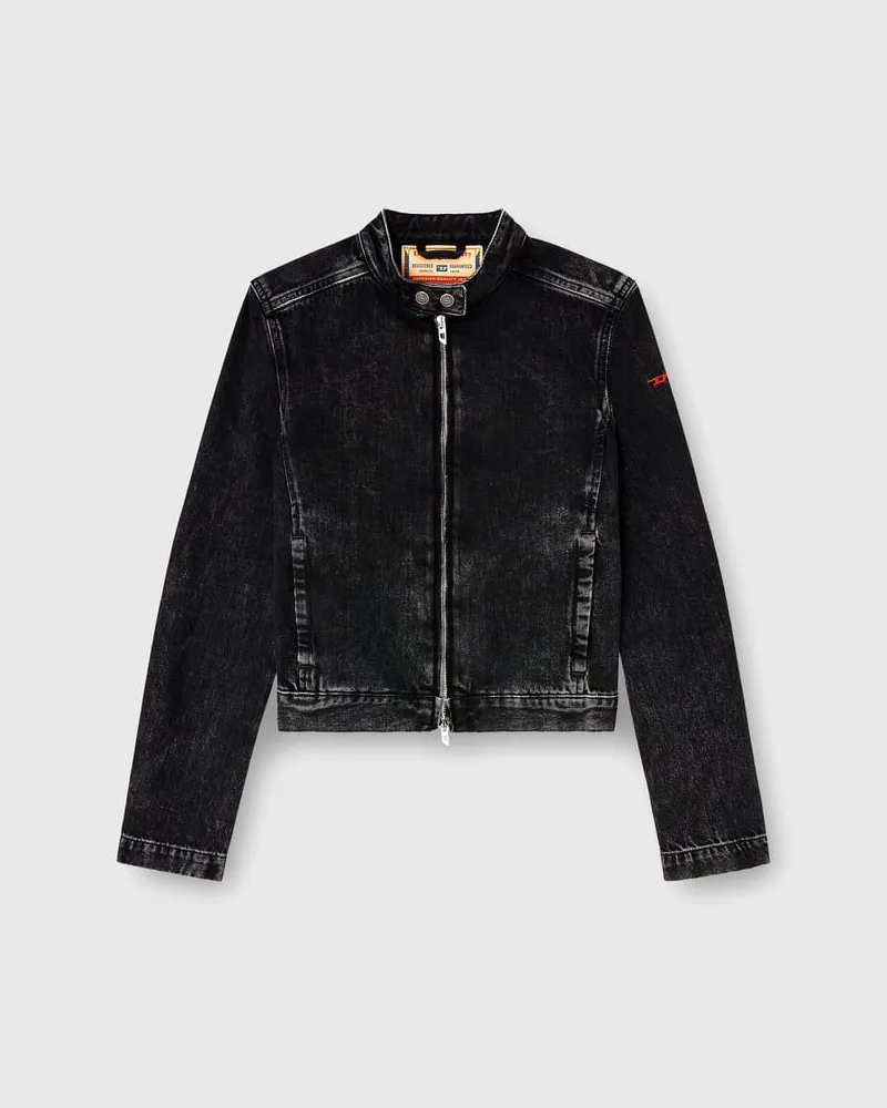 Diesel Motorradjacke aus Denim in Clean-Wash-Denim - Denim jacken - Damen - Schwarz Schwarz