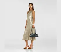 Fließendes Metallic-Midikleid mit offenem Rücken - Kleider - Damen - Gold