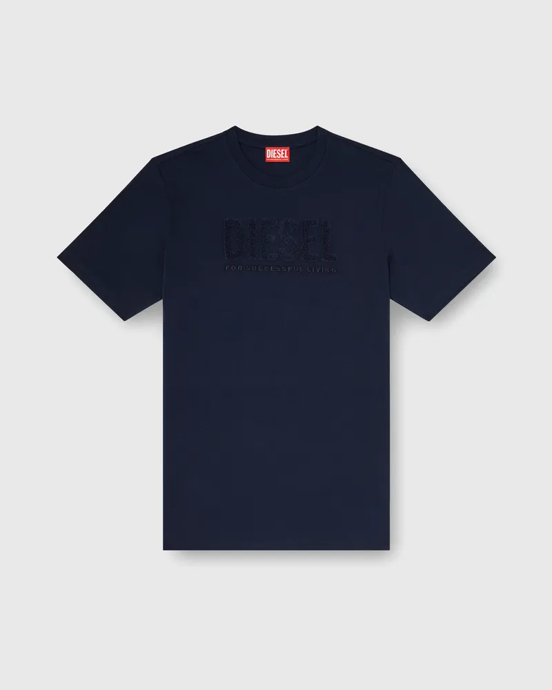 Diesel T-Shirt aus Baumwolle mit tonalem Diesel-Logoprint - T-Shirts - Herren - Blau Blau