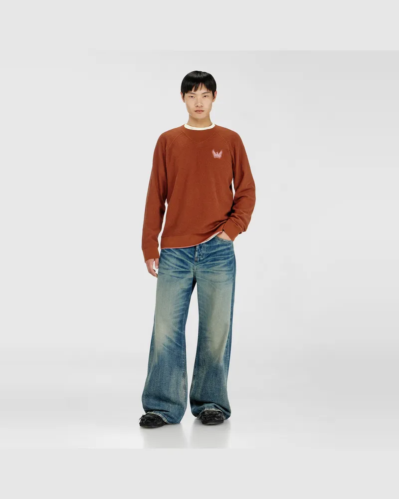 Diesel Bouclé-Pullover mit Phoenix-Stickerei - Strickwaren - Herren - Rot Rot