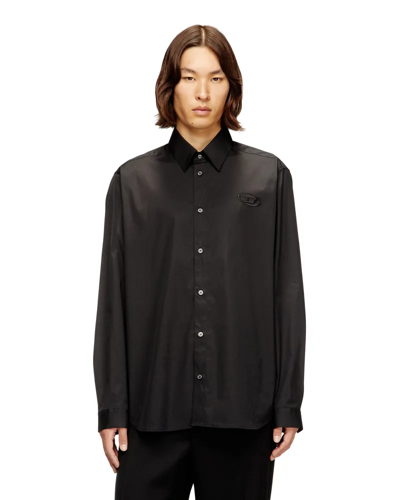 Diesel Stretch-Popeline-Hemd mit Stickerei - Hemden - Herren - Schwarz Schwarz