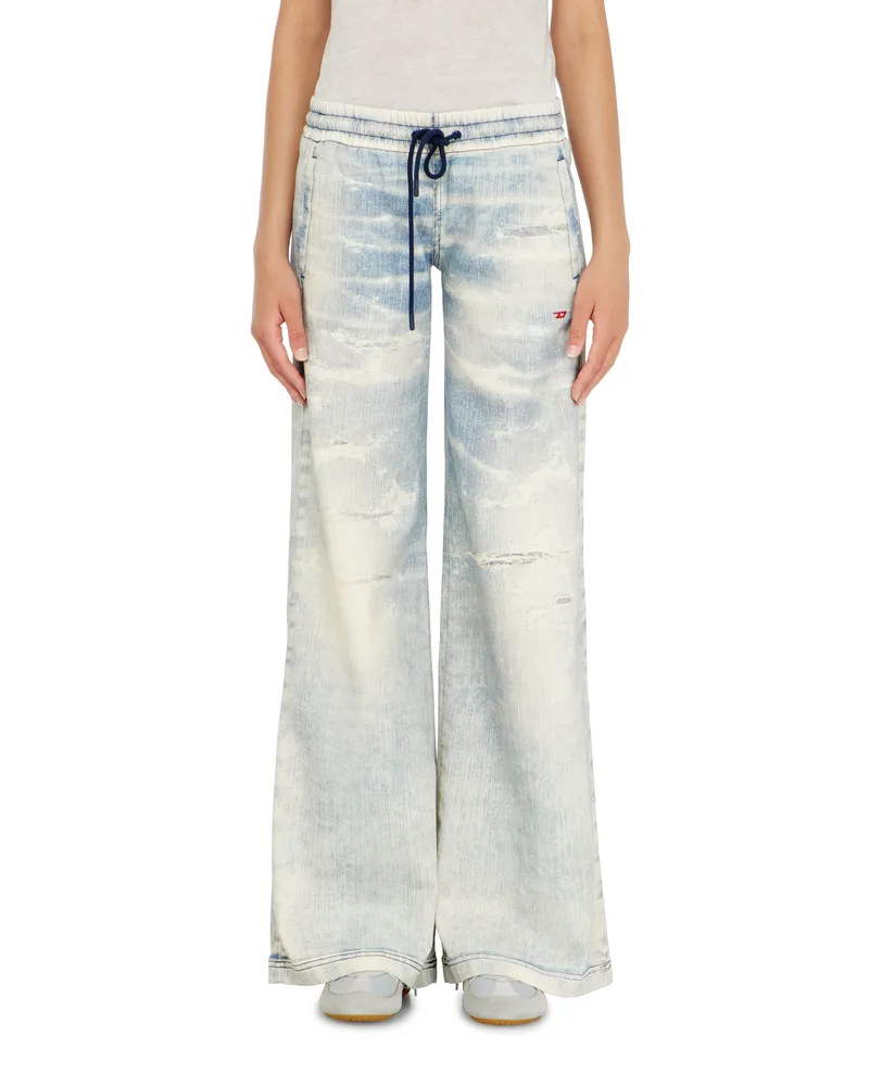 Diesel Relaxed Low Waist 2078 D-Ainty Joggjeans, Hellblau, Elastischer Bund Blau