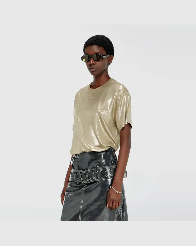 Diesel Jersey-T-Shirt mit Metallic-Finish - T-Shirts - Damen - Gold Gold