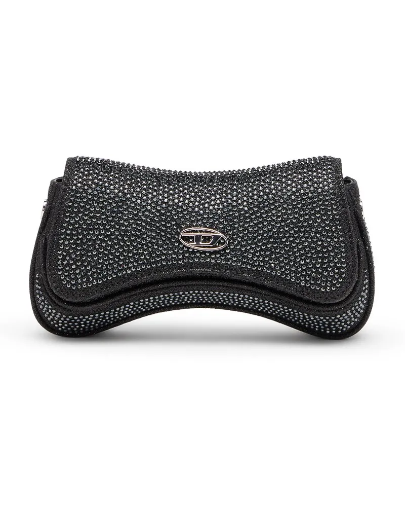 Diesel Play-Mini Crossbody-Tasche aus Crystal Lurex - Schultertaschen - Damen - Schwarz Schwarz