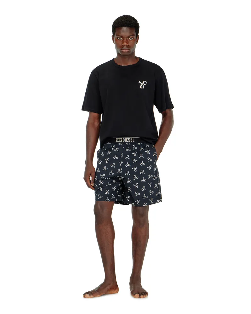 Diesel Baumwoll-Pyjama-Set mit Handschellen-Print - Pyjamas - Herren - Schwarz Schwarz