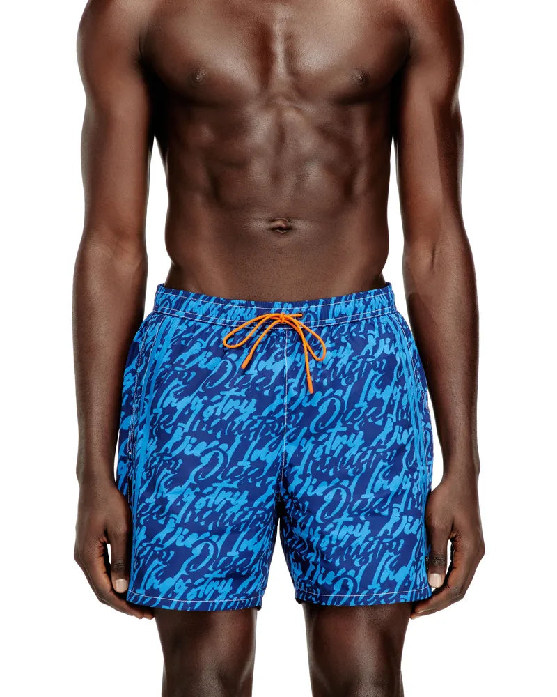Diesel Badeshorts mit Allover-Logoprint - Badeshorts - Herren - Blau Blau