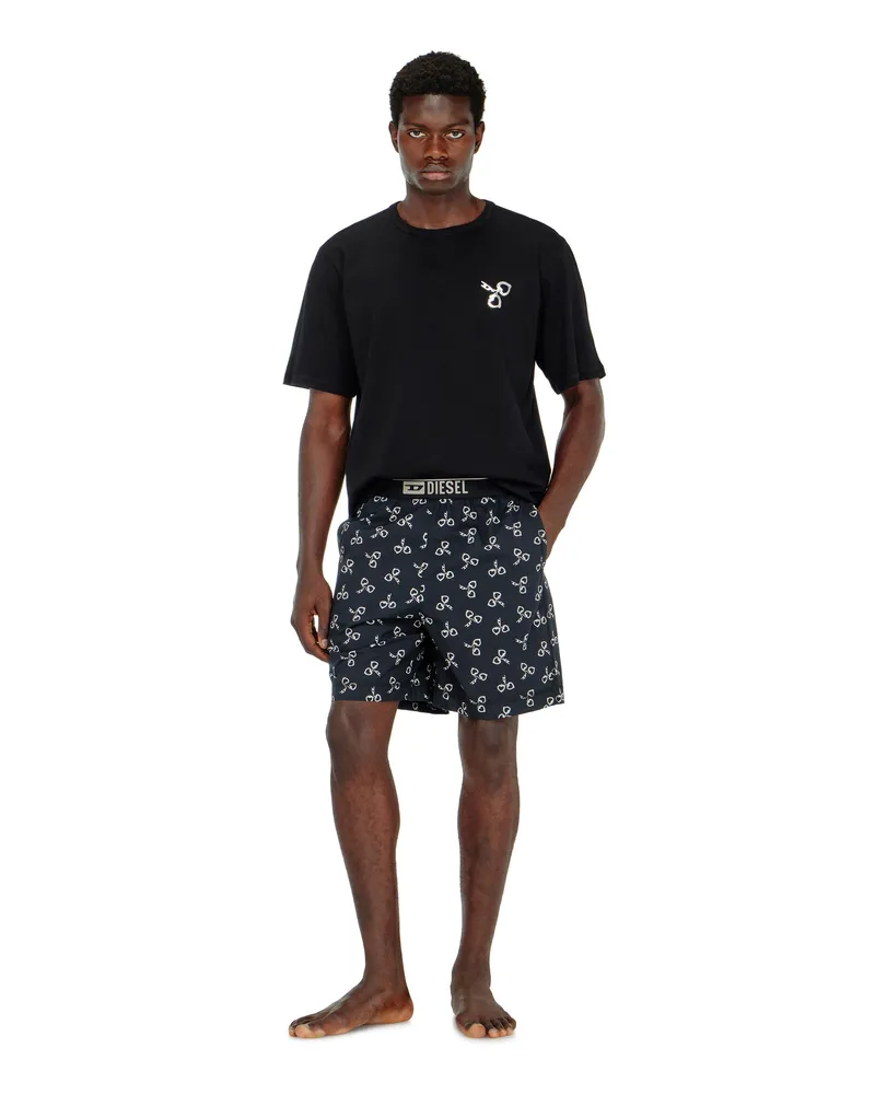 Diesel Baumwoll-Pyjama-Set mit Handschellen-Print - Pyjamas - Herren - Schwarz Schwarz