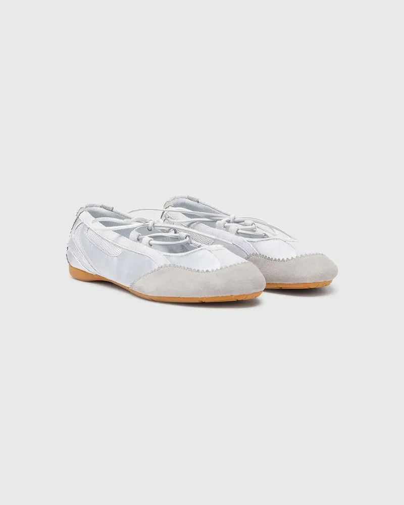 Diesel D-Mile - Ballerinaschnürschuhe aus Leder und Mesh - Flats - Damen - Grau Grau