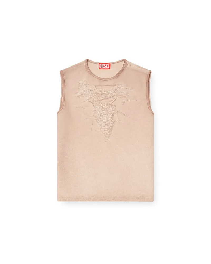 Diesel Ärmelloses Oberteil mit Dévoré-Fäden - T-Shirts - Damen - Rosa Rosa
