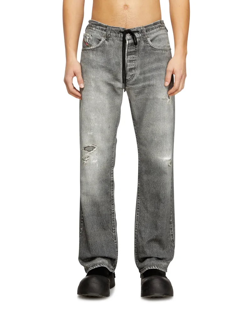 Diesel Relaxed Regular Waist 2080 D-Reel Joggjeans, Grau, Reißverschluss Grau