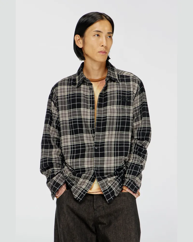 Diesel Hemd aus soprtlich karierter Flanell mit distressed look - Hemden - Herren - Bunt Bunt