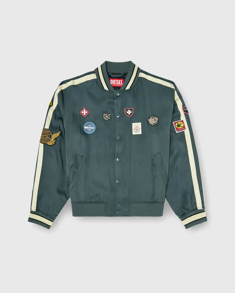 Diesel Satin-bomberjacke mit patches - Jacken - Herren - Grün Grün