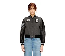 Kurz geschnittene Collegejacke aus Wolle und Leder - Lederjacken - Damen - Bunt