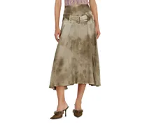 Belted Midirock aus Logo-Jacquard-Satin - Röcke - Damen - Braun