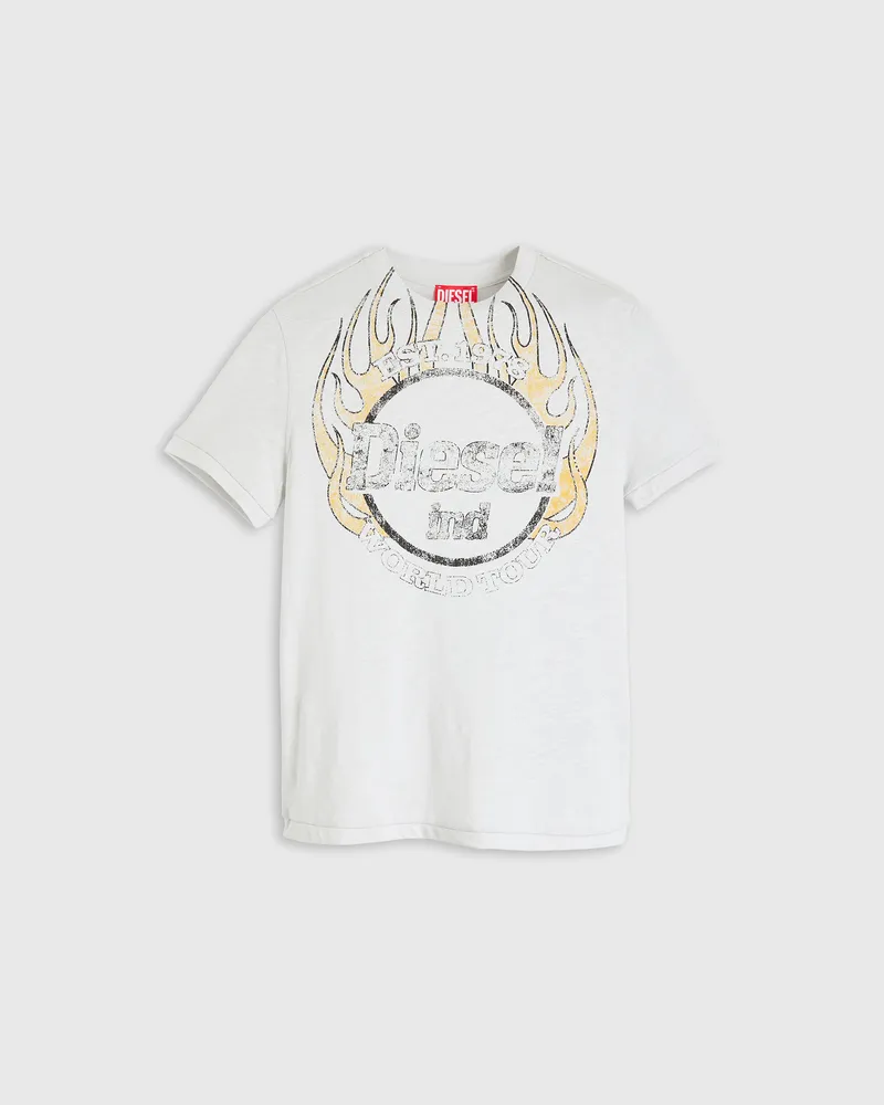 Diesel T-Shirt aus Slub-Jersey mit Crack-Print - T-Shirts - Damen - Weiss Weiss