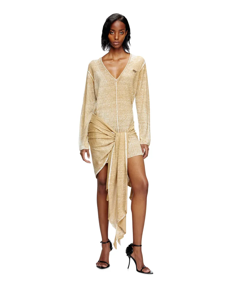Diesel Gestricktes Kleid mit Hüftbindung - Kleider - Damen - Braun Braun