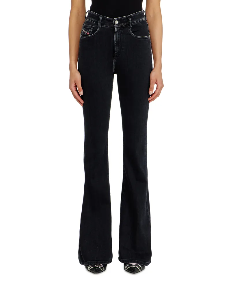 Diesel Bootcut Jeans High Waist 1973 D-Partt, Schwarz/Dunkelgrau, Reißverschluss Schwarz