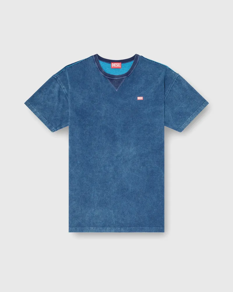 Diesel Acid-wash T-Shirt mit ausgefransten Details - T-Shirts - Herren - Blau Blau