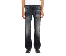 Bootcut Jeans Low Waist 2007 Zatiny, Schwarz/Dunkelgrau, Knopfverschluss