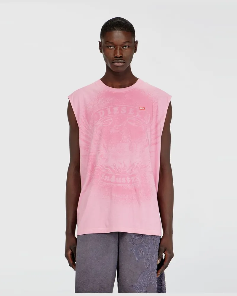 Diesel Ärmelloses Top aus Baumwolle mit tonaler Grafik - T-Shirts - Herren - Rosa Rosa