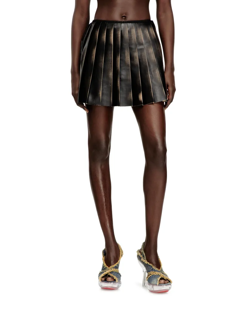 Diesel Kurzer Faltenrock mit Used-Effekt - Röcke - Damen - Braun Braun