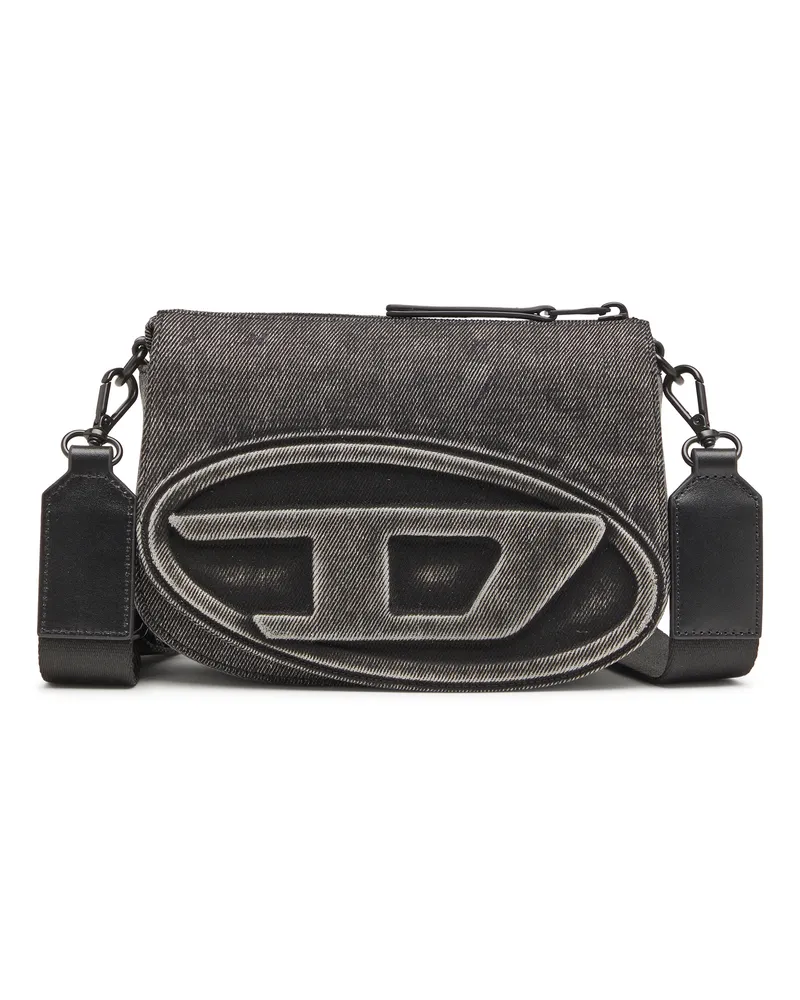 Diesel 1DR-Kameratasche aus gewaschenem Denim - Schultertaschen - Unisex - Grau Grau