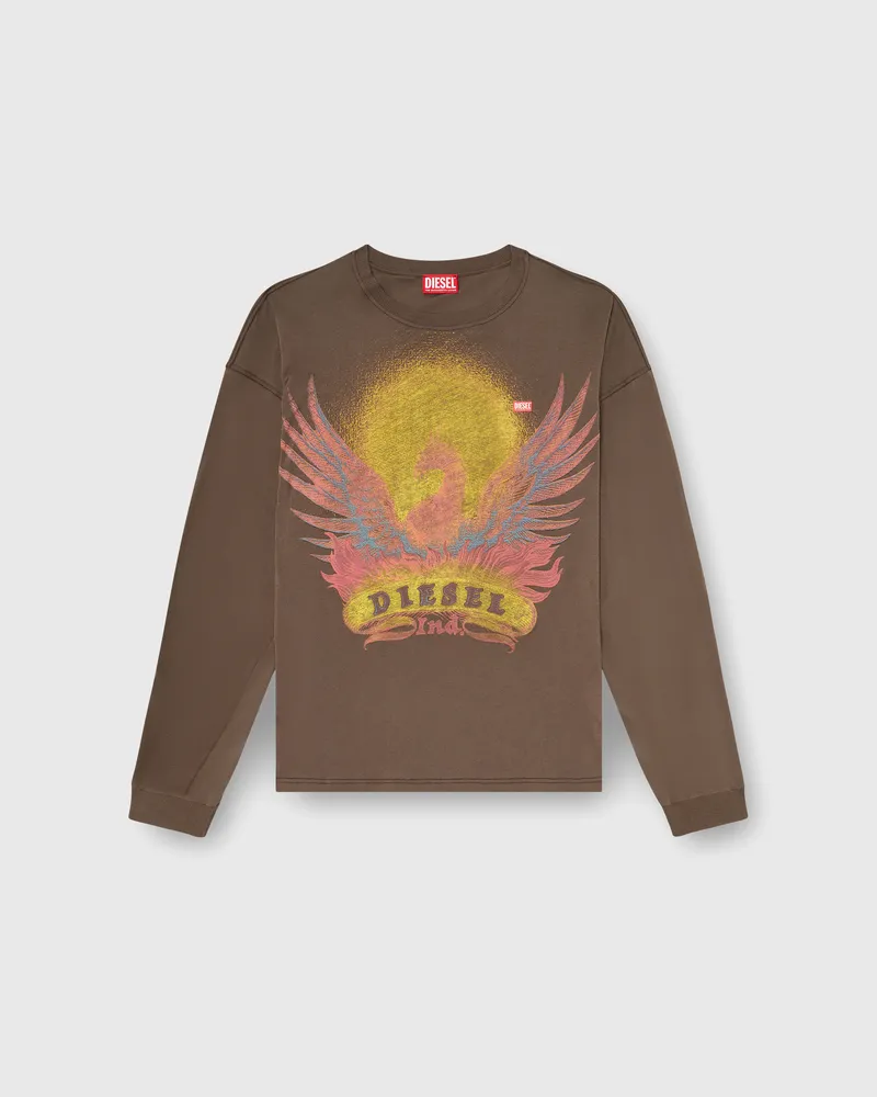Diesel Langarm-T-Shirt mit Phoenix-Motiv - T-Shirts - Herren - Braun Braun