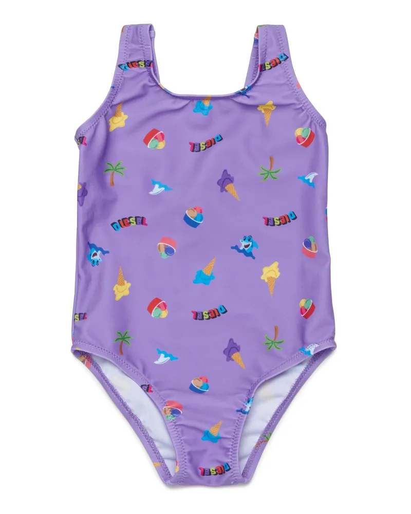 Diesel Badeanzug mit durchgehendem Eiscreme-Print - Beachwear - Damen - Violett Violett