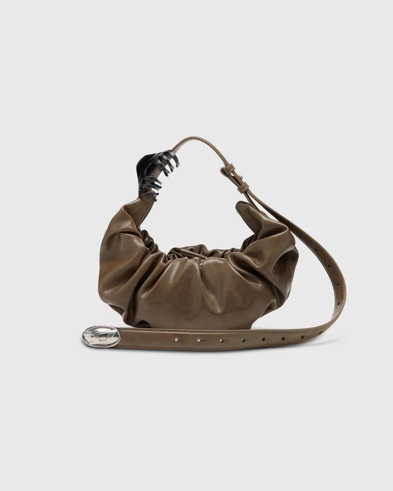 Diesel Grab-D-Small Hobo-Tasche mit gerafftem Design - Schultertaschen - Damen - Braun Braun