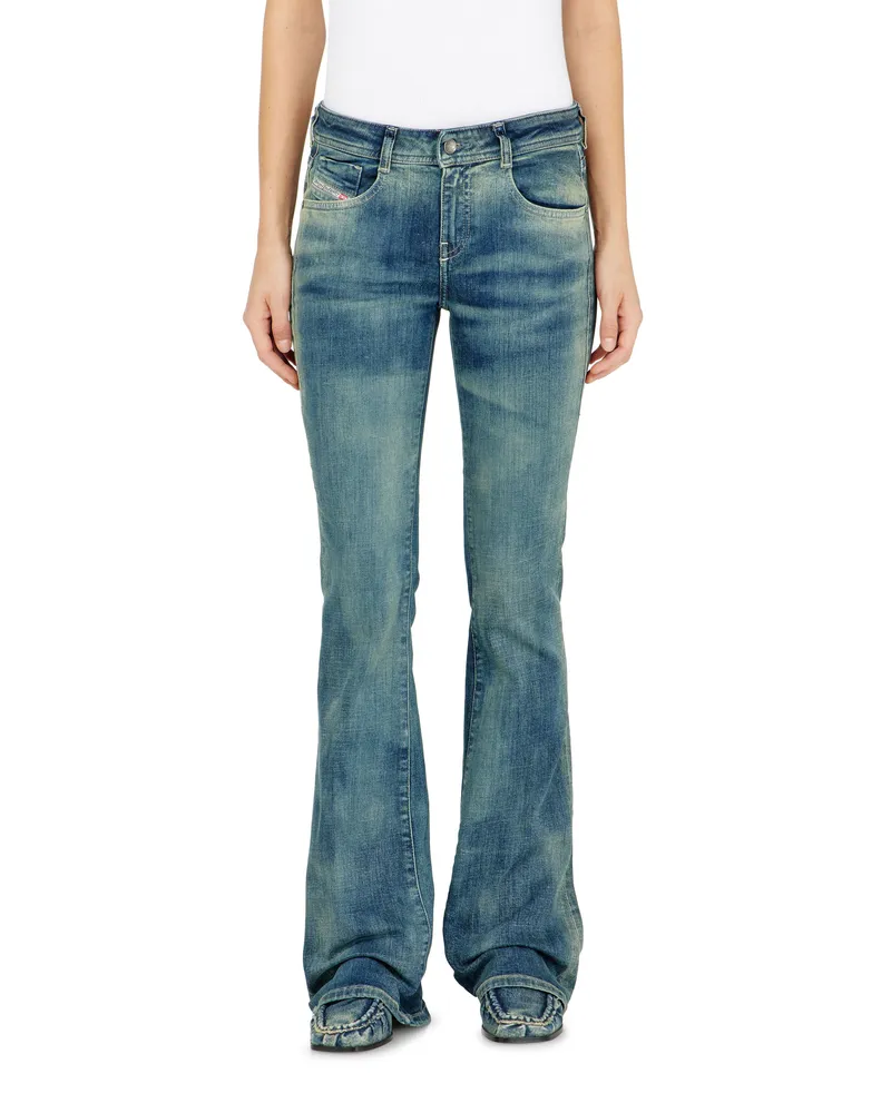 Diesel Bootcut Jeans Low Waist 1969 D-Ebbey, Mittelblau, Reißverschluss Blau