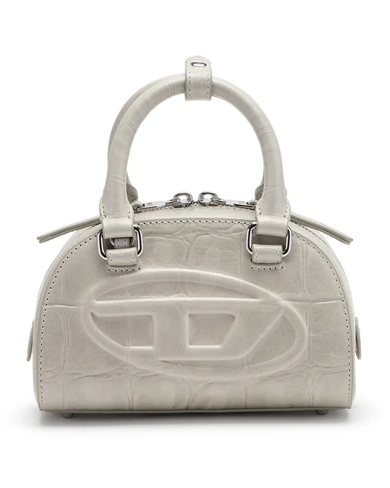Diesel 1DR Dome-Kleine-Bowlingtasche aus Leder in Krokodilleder-Optik - Schultertaschen - Damen - Grau Grau