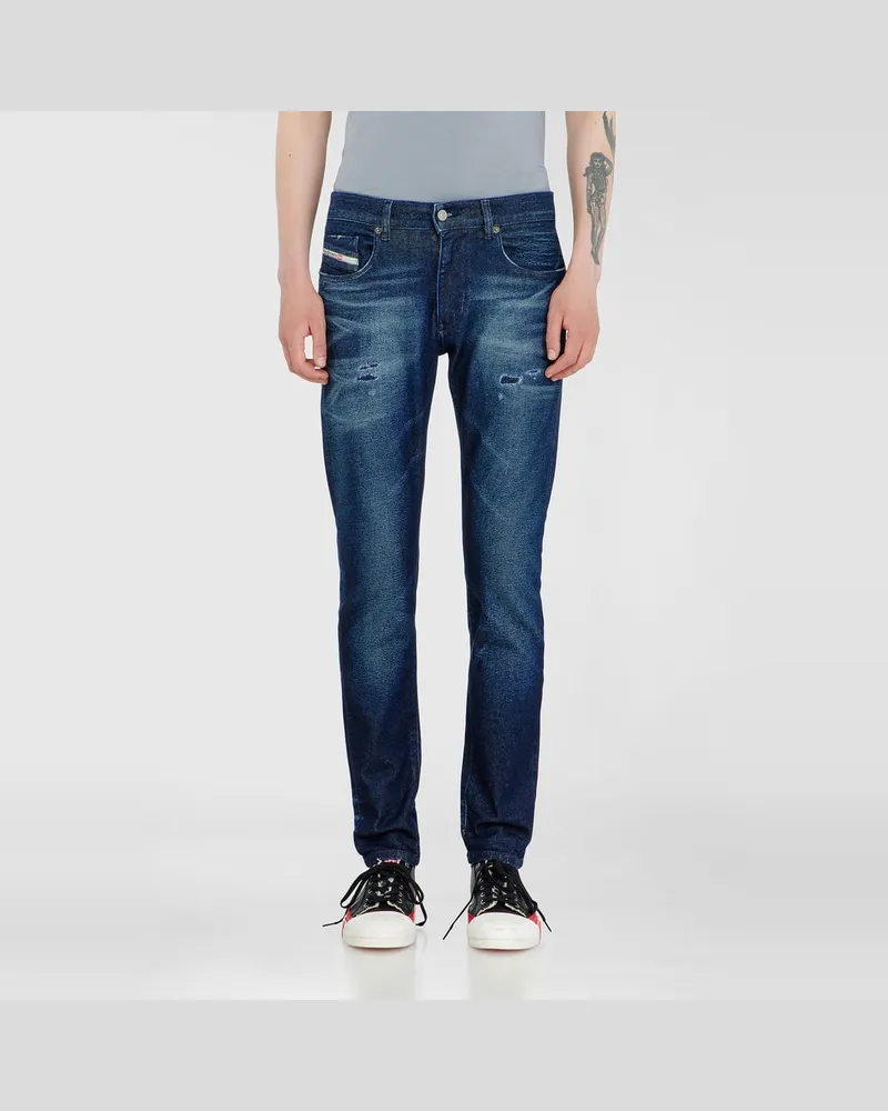 Diesel Slim Jeans Regular Waist 2019 D-Strukt, Dunkelblau, Reißverschluss Blau