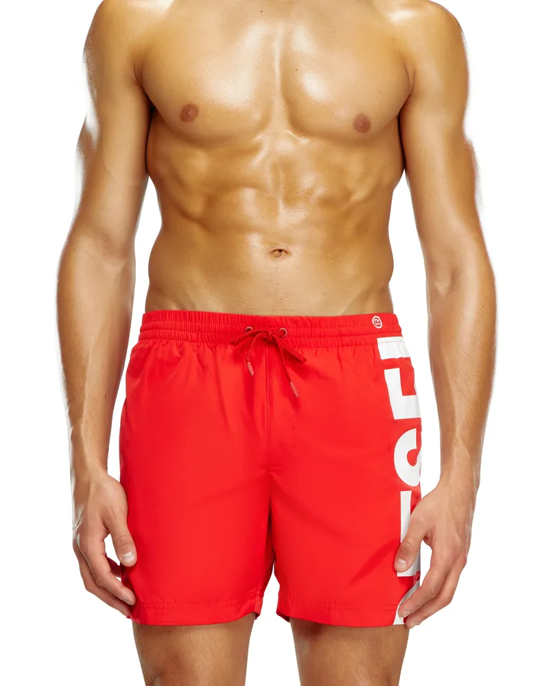 Diesel Boardshorts mit seitlichem Logo-Print - Badeshorts - Herren - Rot Rot