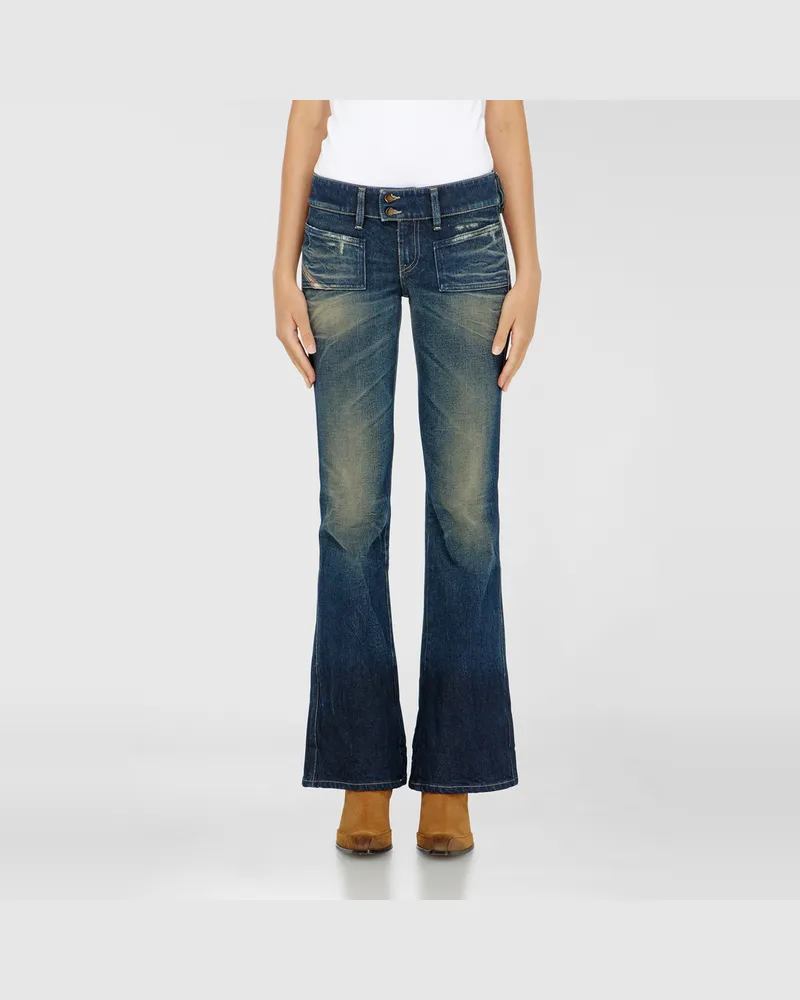 Diesel Bootcut Jeans Low Waist D-Hush,, Reißverschluss Blau