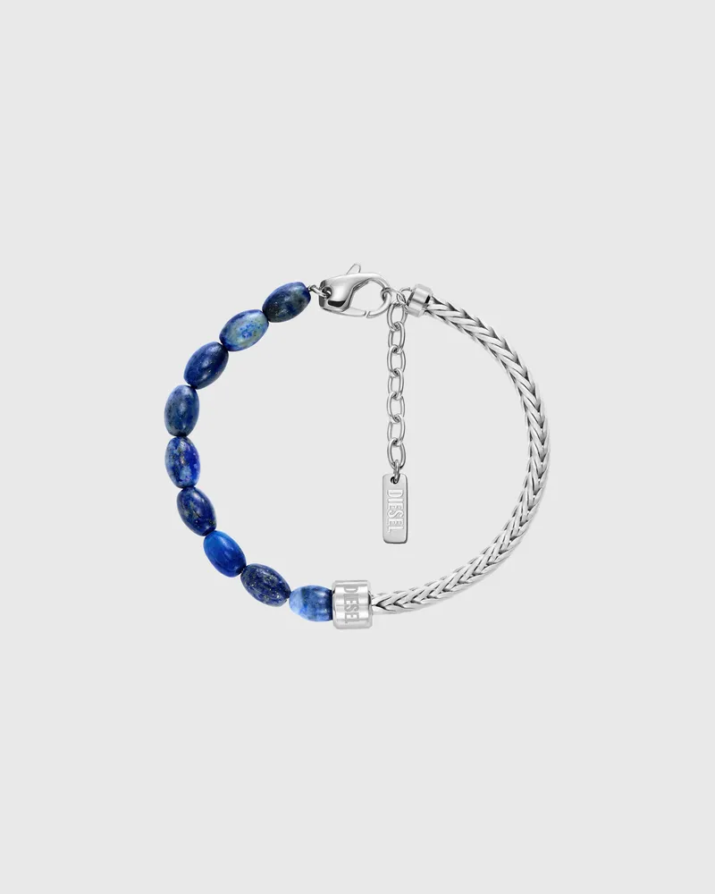 Diesel Armband mit Lapislazuli-Perlen - Armbänder - Unisex - Silber Silber