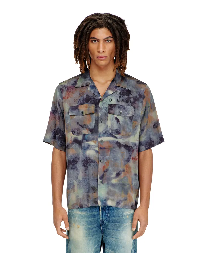 Diesel Satinhemd mit Allover-Camouflage-Print - Hemden - Herren - Bunt Bunt