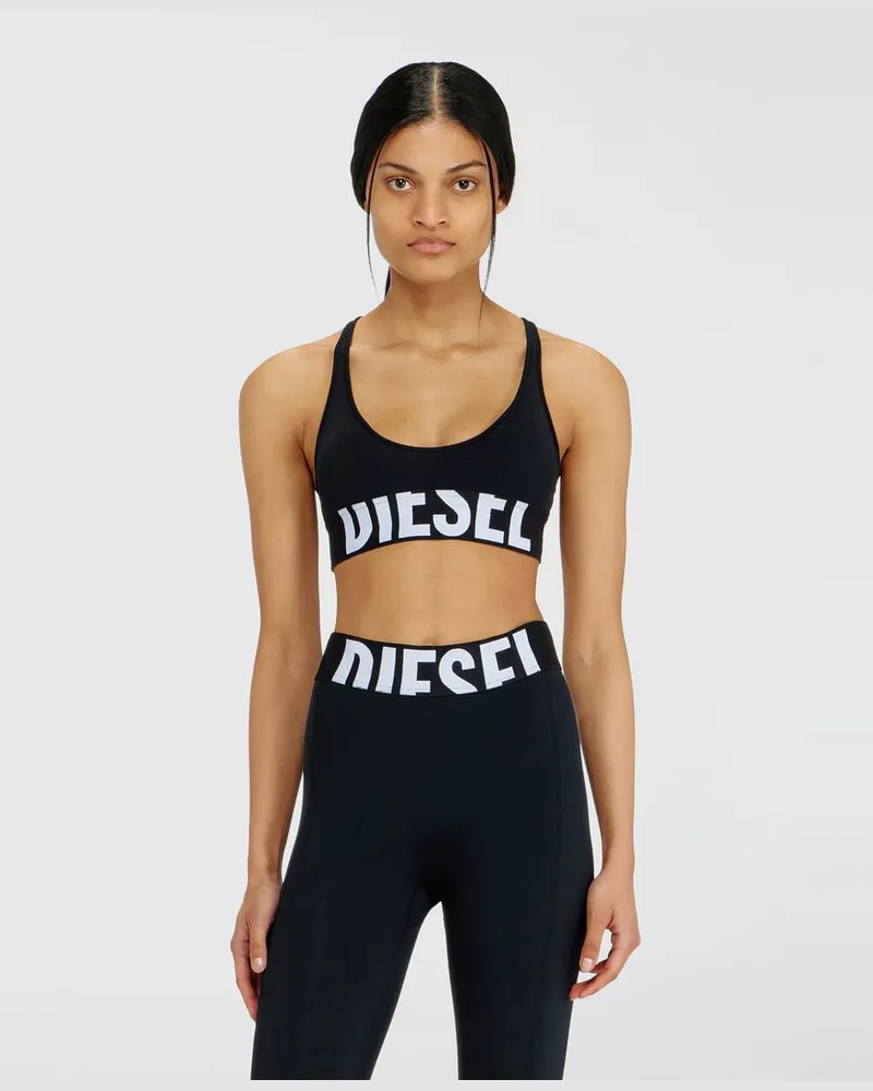 Diesel Sport-BH aus Mikrofaser mit Cut-off-Logo - BHs - Damen - Schwarz Schwarz