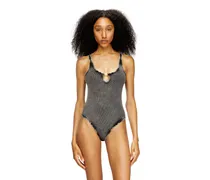 Body aus marmoriert gewaschenem Stretch-Baumwollstoff - Bodys - Damen - Grau