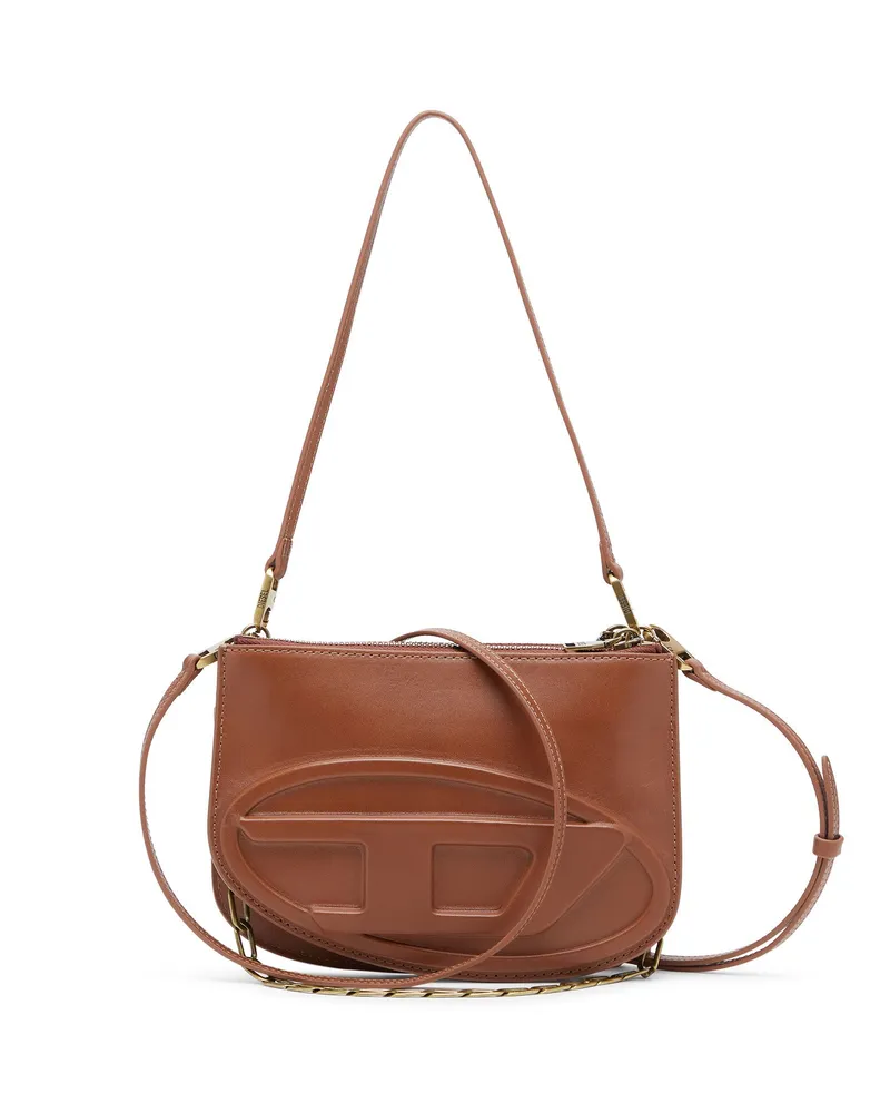 Diesel 1DR Twin-Schultertasche mit Doppelfach aus Pull-up-Leder. - Schultertaschen - Damen - Braun Braun