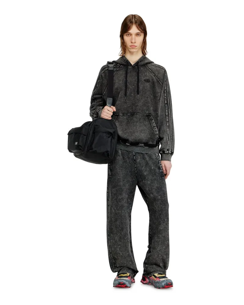 Diesel Kapuzensweatshirt aus gewaschener Baumwolle mit Oval D Stickerei - Sweatshirts - Herren - Schwarz Schwarz