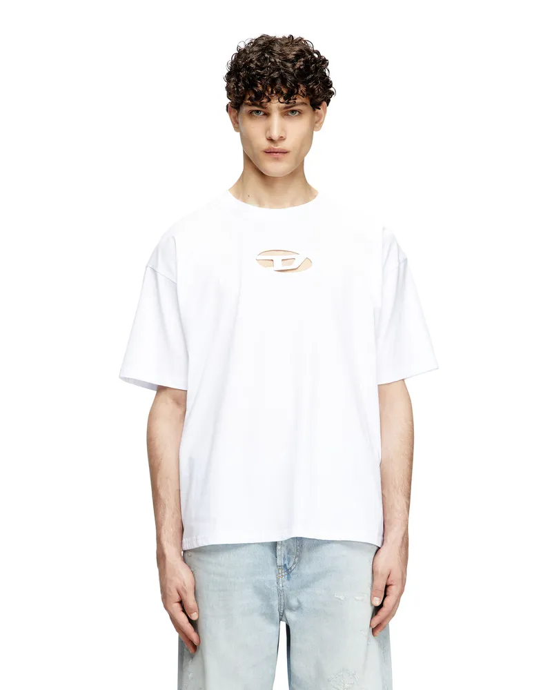 Diesel T-Shirt mit Oval D-Stickerei - T-Shirts - Unisex - Weiss Weiss