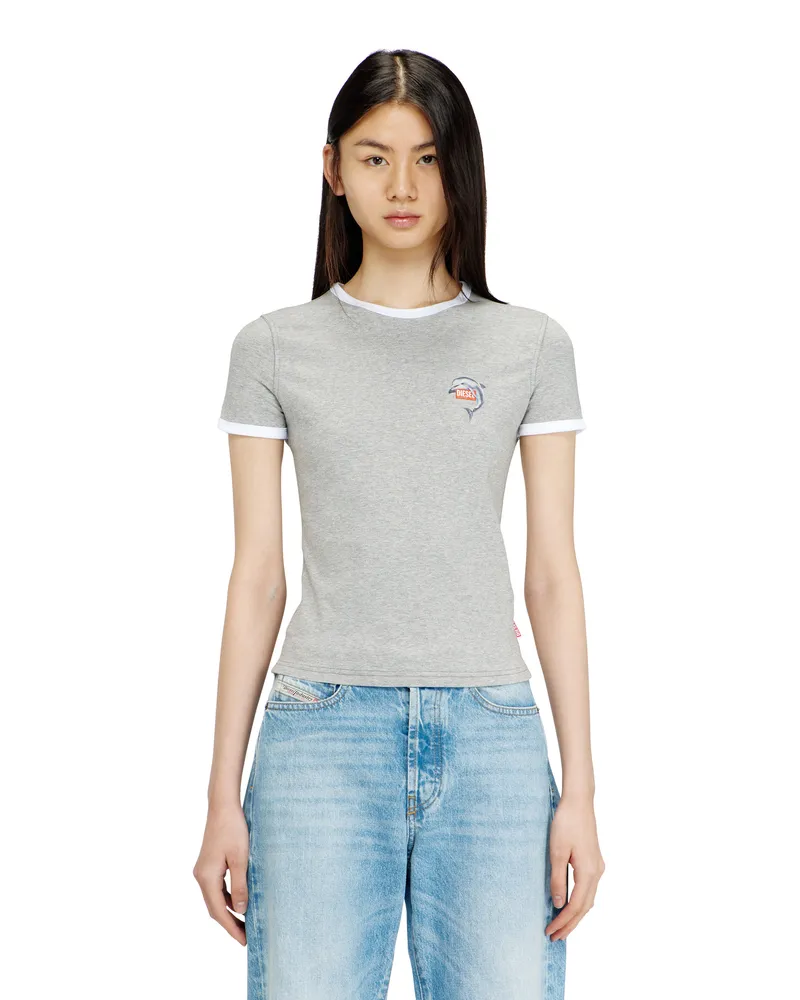 Diesel Schmal geschnittenes T-Shirt mit Delfin-Print - T-Shirts - Damen - Grau Grau