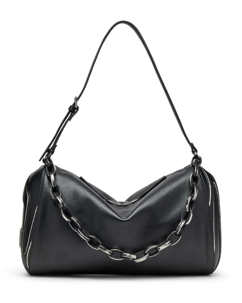 Diesel Schultertasche aus gebürstetem laminiertem PU - Schultertaschen - Unisex - Schwarz Schwarz